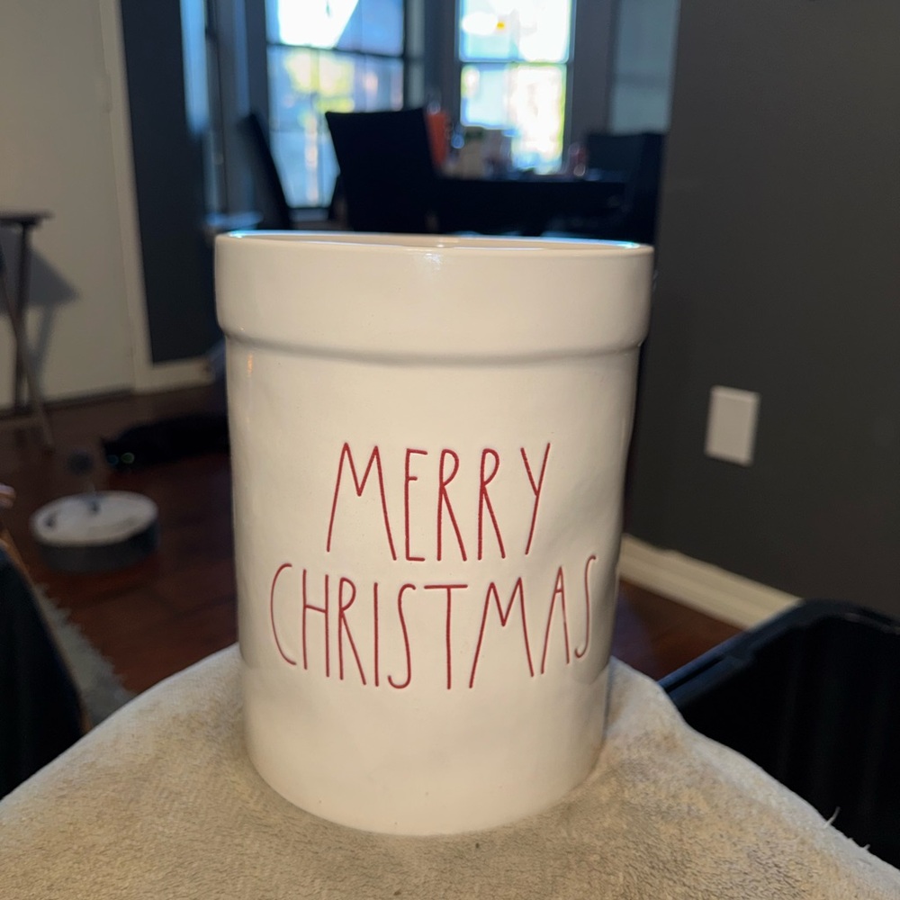 Rae Dunn White and Red 'Merry Christmas' Canister